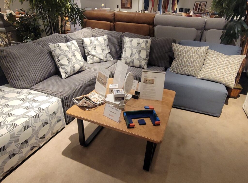 Modular sectional sofa in a showroom