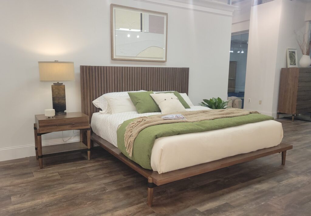Bedroom set in a furniture showroom