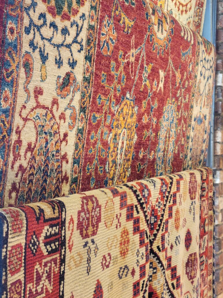 Closeup of textile rugs