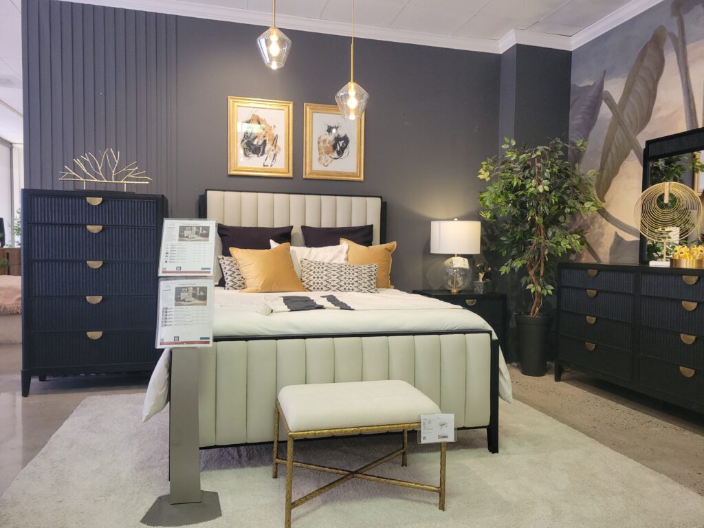 Bedroom set in a showroom