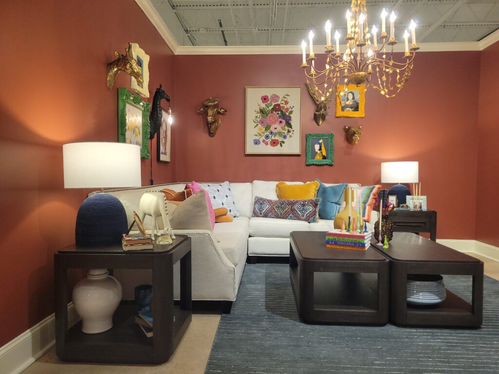 Living room set in a furniture showroom