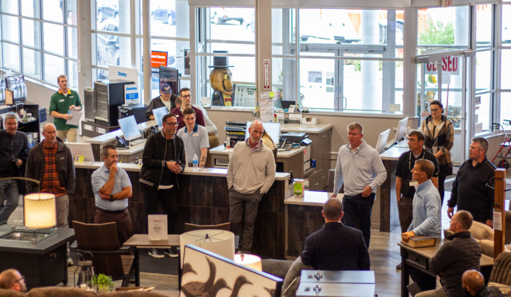 Group of people in a showroom