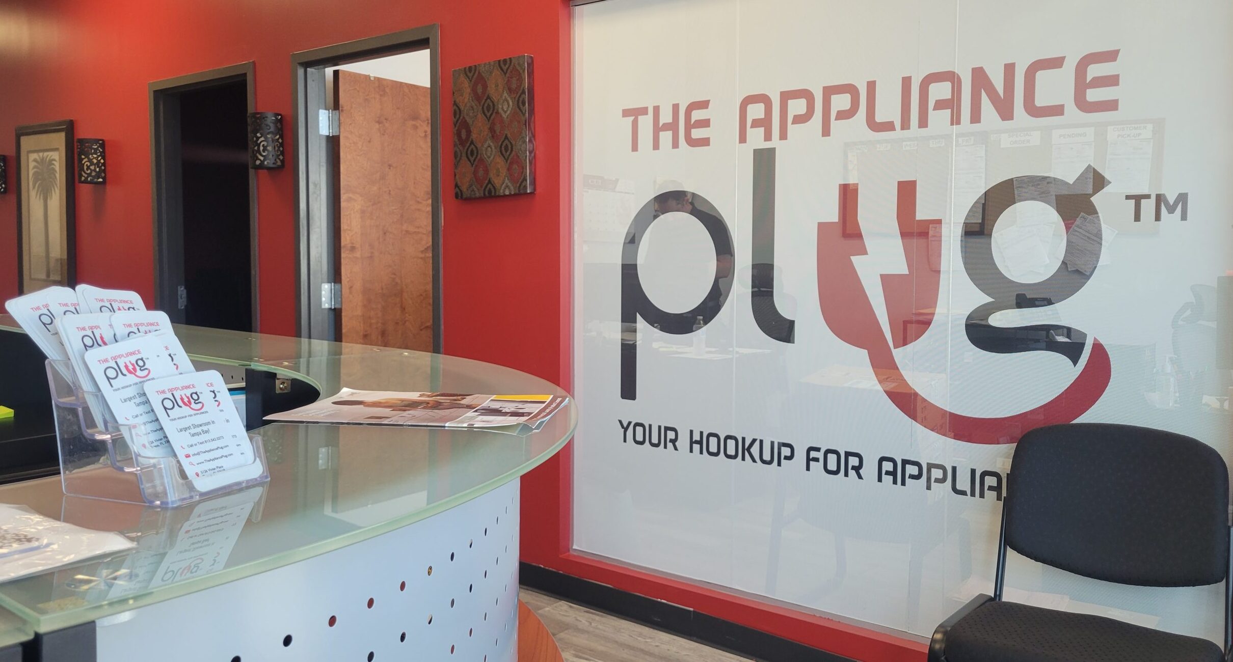 The Appliance Plug front desk Interior of The Appliance Plug office and store in Tampa Florida