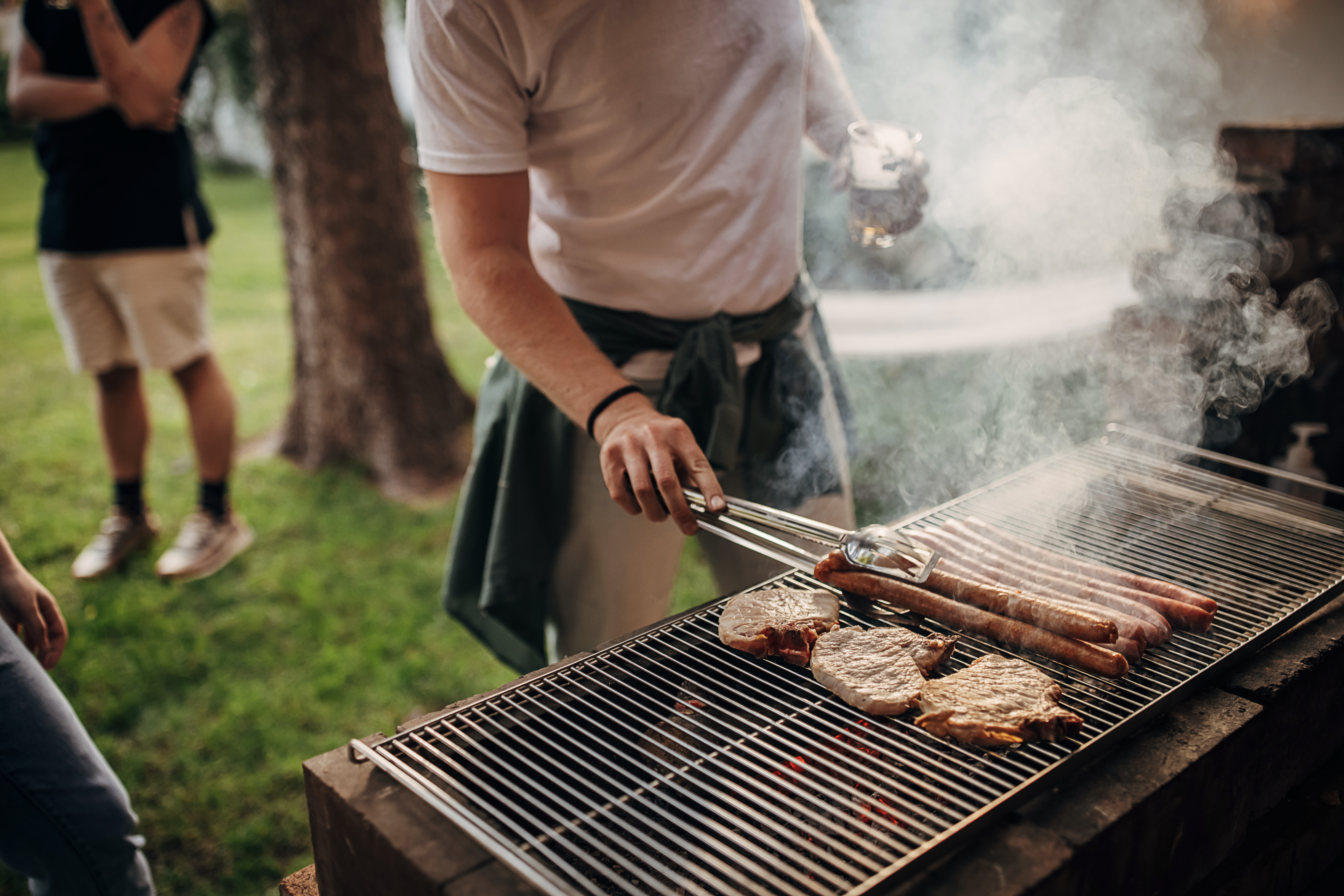 Man preparing barbecue